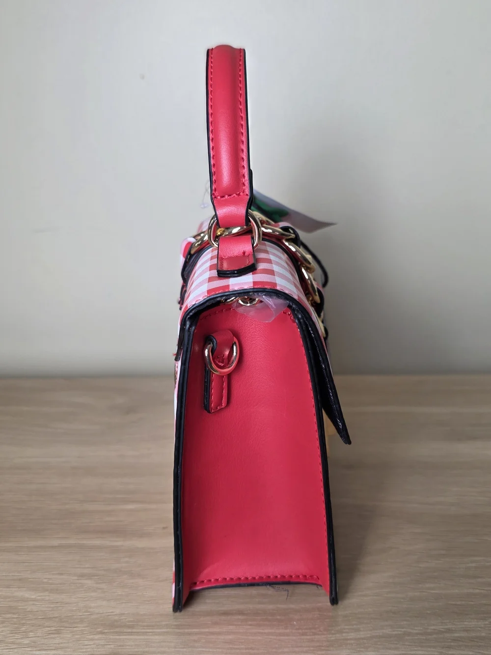 Aldo Red Gingham Strawberry Coin Purse Top-Handle Bag
